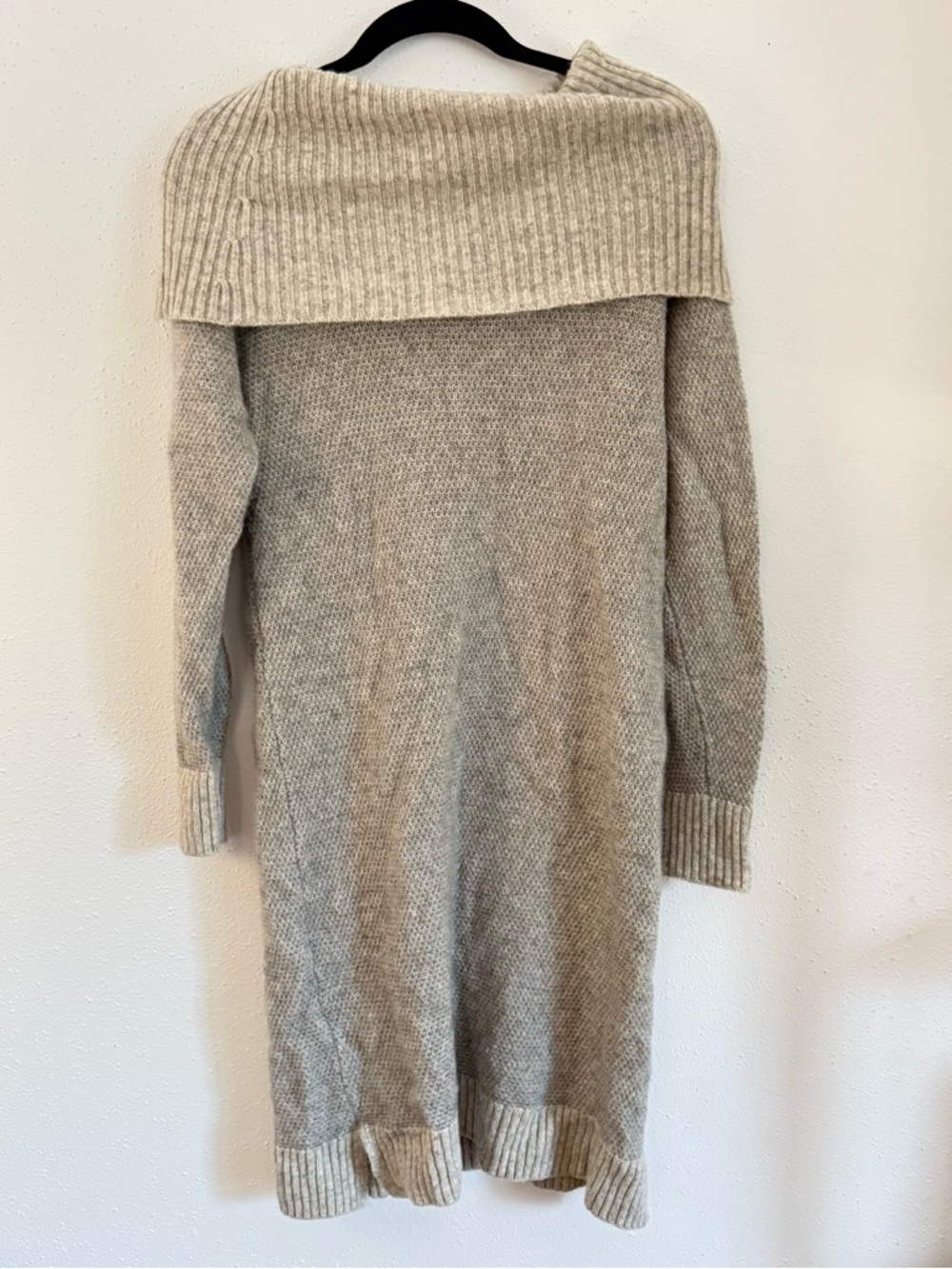 Cynthia Rowley Off-the-Shoulder Knit Sweater Dress - Light Taupe